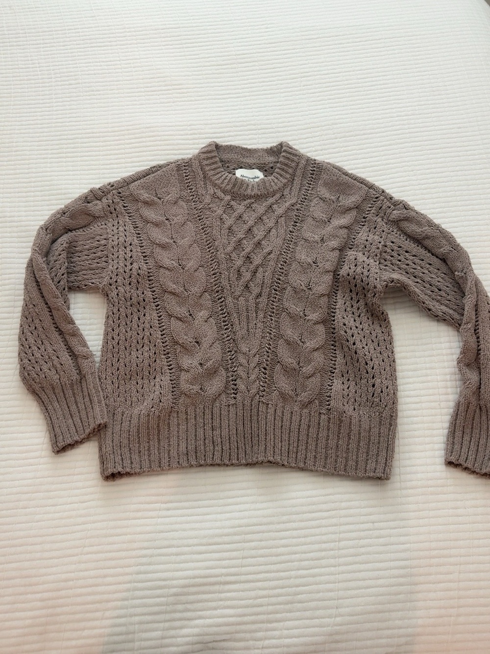 Textural Stitch Cable Crewneck Sweater XS